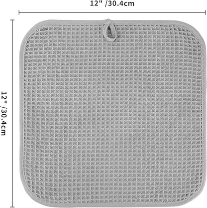 Microfiber Waffle Face Towels, 4 Pieces, Fast Drying, Lint Free 430 GSM