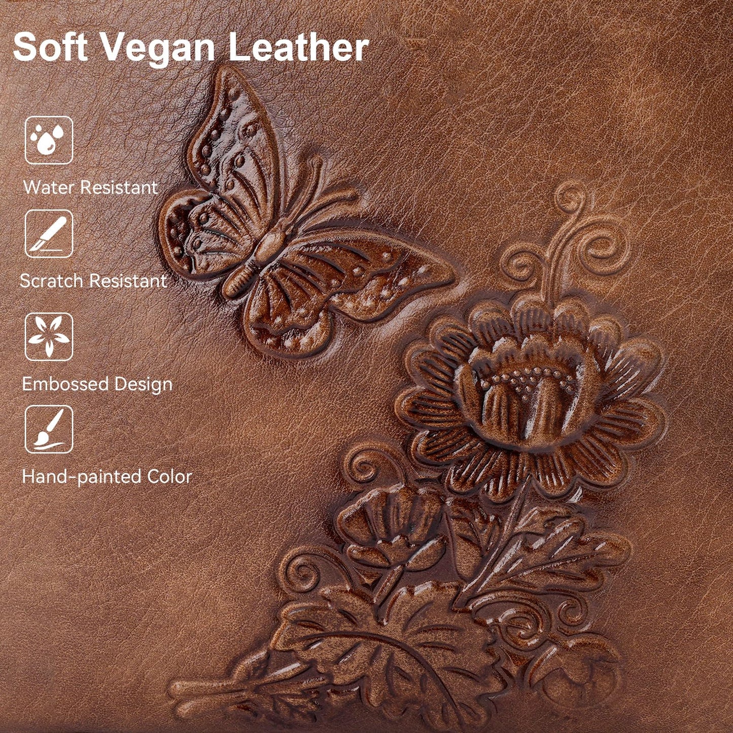 VIMUTI Small Crossbody Purse for Women, Soft Vegan Leather Multi Pocket Zipper Bag with Adjustable Strap Embossed Lightweight Travel Shoulder Bag (Brown)