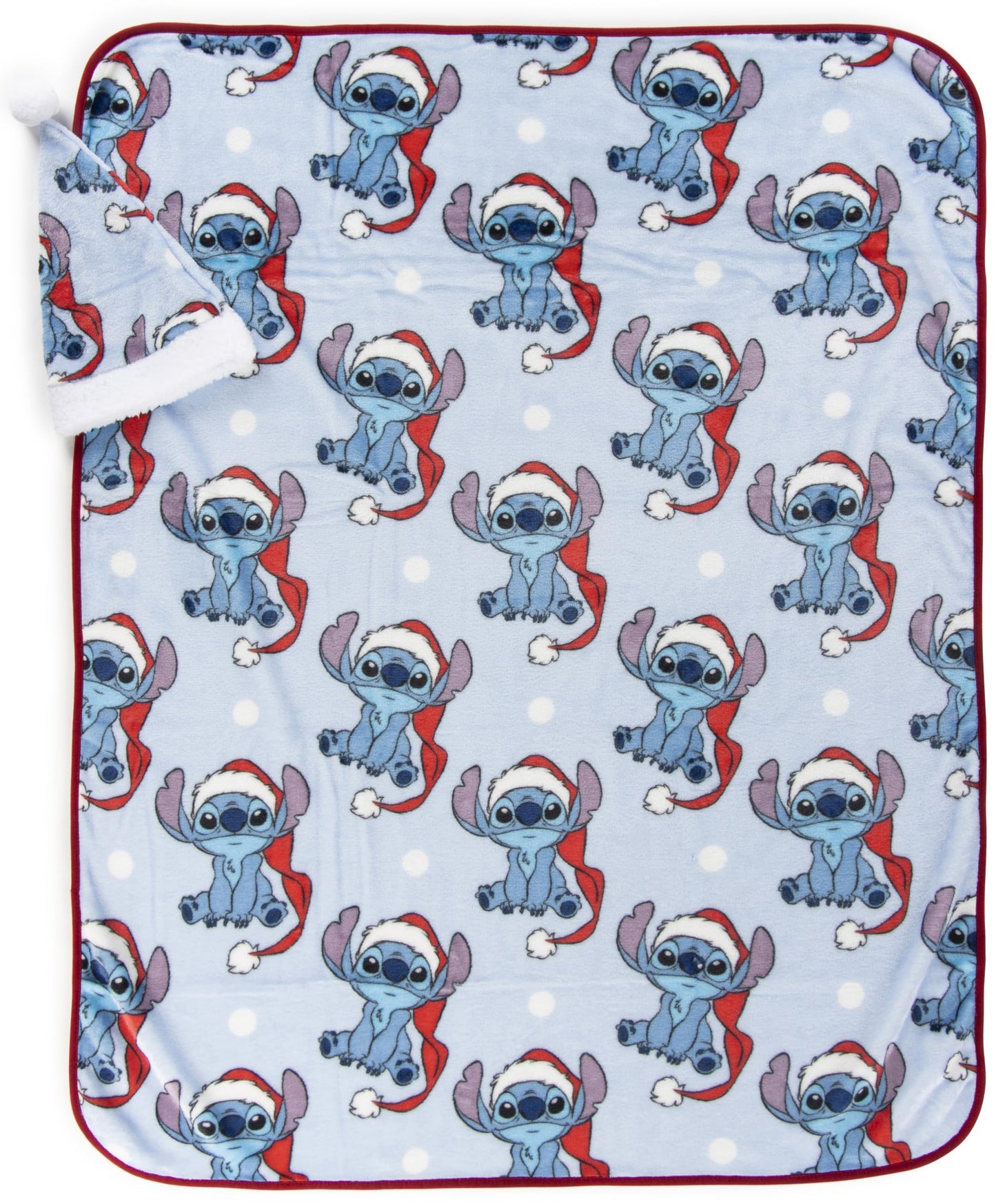 Jay Franco Santa Hat and Throw Set – 2-Piece 17" Inch Holiday Hat and 40" x 50" Inch Ultra-Soft Plush Fleece Blanket Gift Set, Official Licensed Product, Blue - Stitch