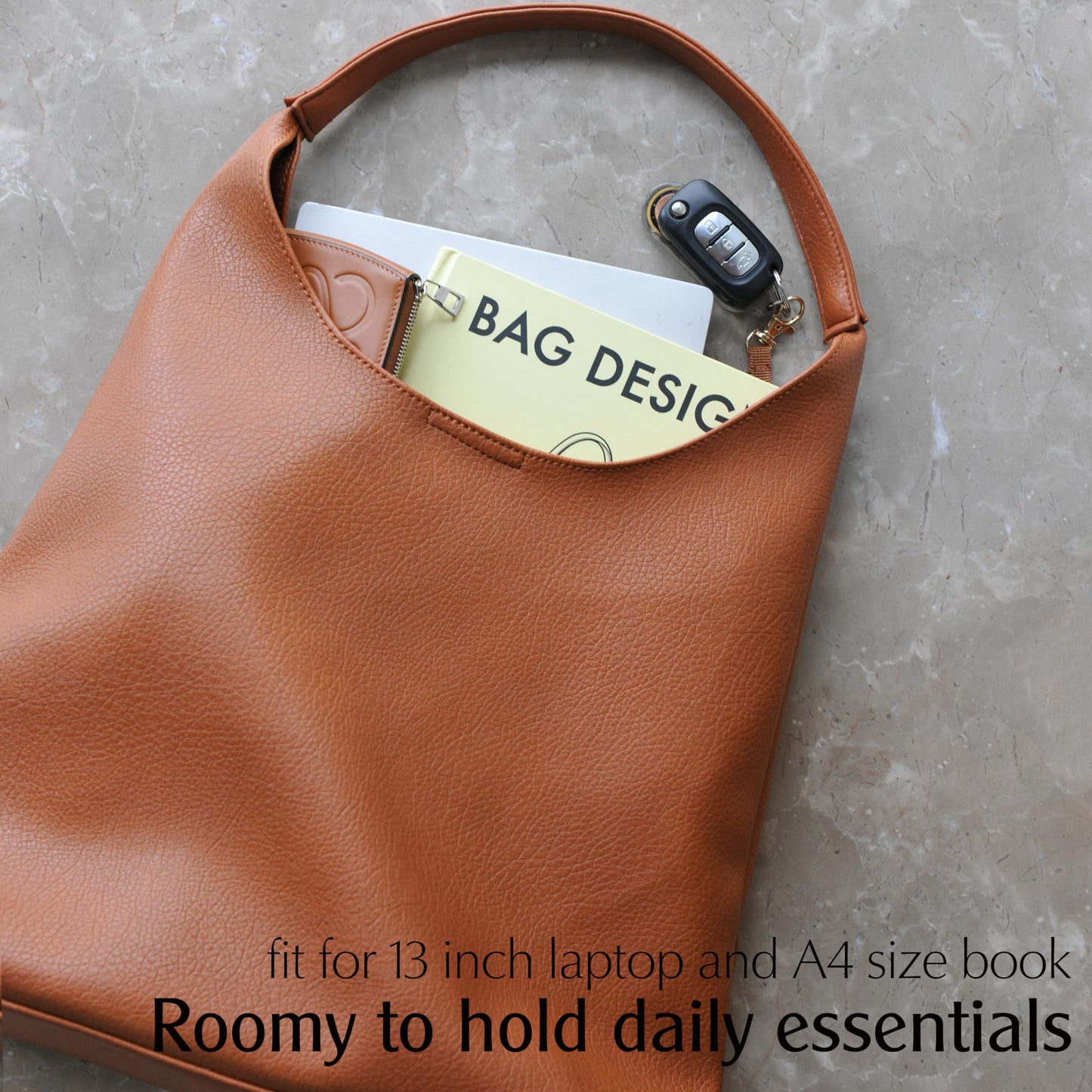Hobo Bags for Women Soft Vegan Leather Shoulder Handbag Slouchy Tote Purses (Orange-brown)