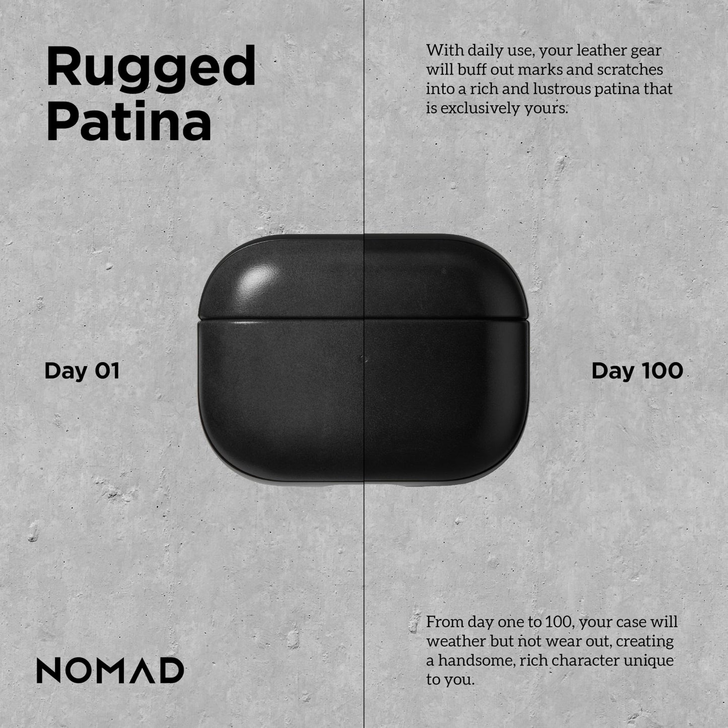 Nomad Airpods Pro 2 Case in Black Horween Leather, AirPods Pro 2nd gen Case Cover, Compatible with AirPods Pro Case 1st gen and 2nd, Case Cover, Qi and MagSafe Charging Compatible