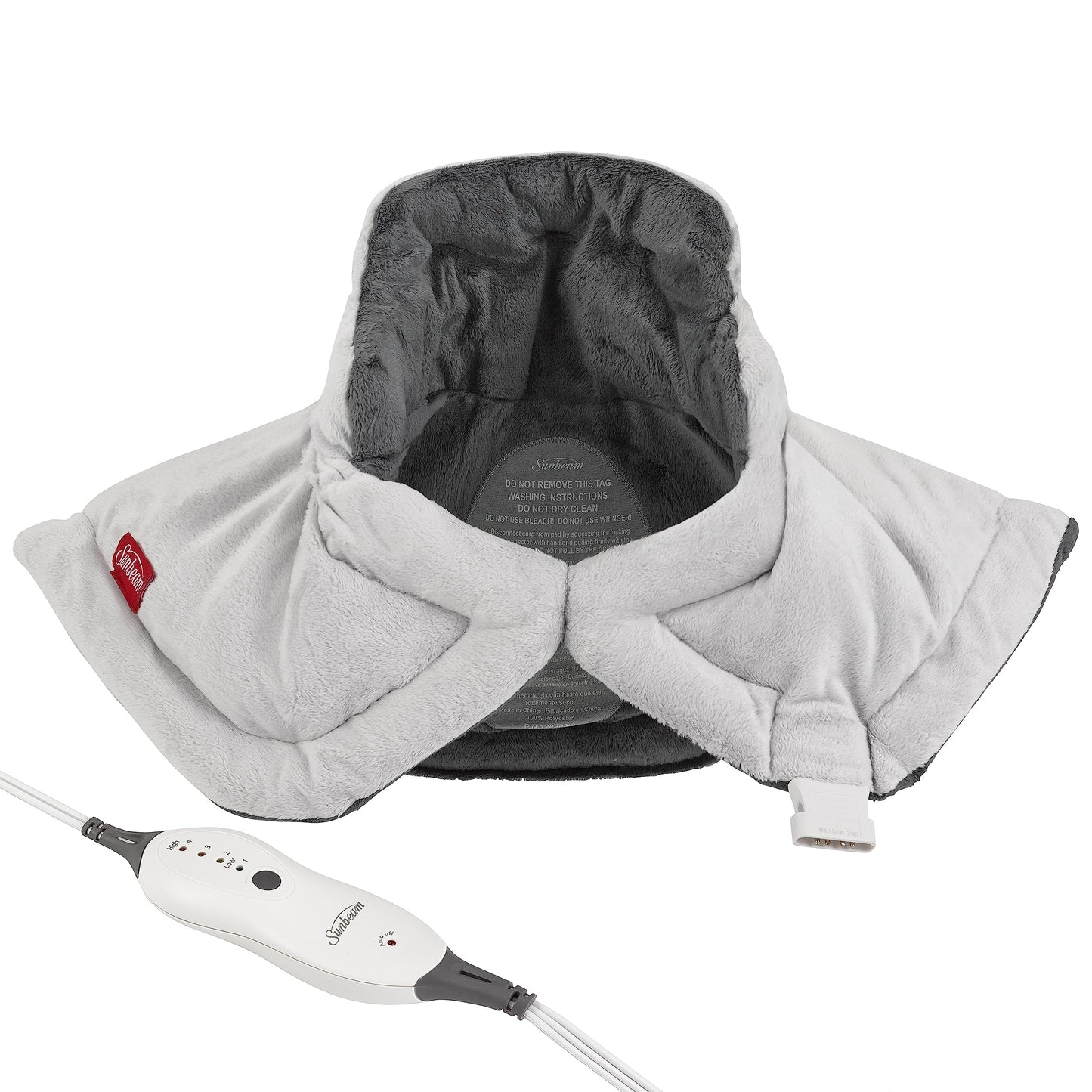 Sunbeam Contoured Heating Pad for Neck & Shoulder Pain Relief with Auto Shut Off Moist Heating Option 22 x 19 Grey