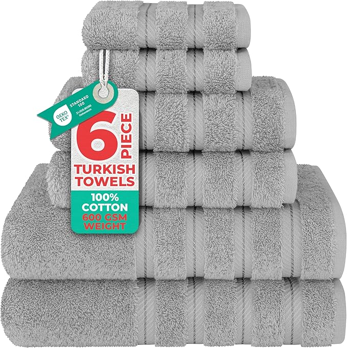 American Soft Linen Luxury 6 Piece Towel Set, 2 Bath Towels 2 Hand Towel 2