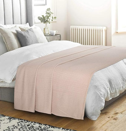 Elvana Home 100% Cotton Bed Blanket, Breathable Bed Blanket King Size, Cotton Thermal Blankets King, Perfect for Layering Any Bed for All Season, Beige