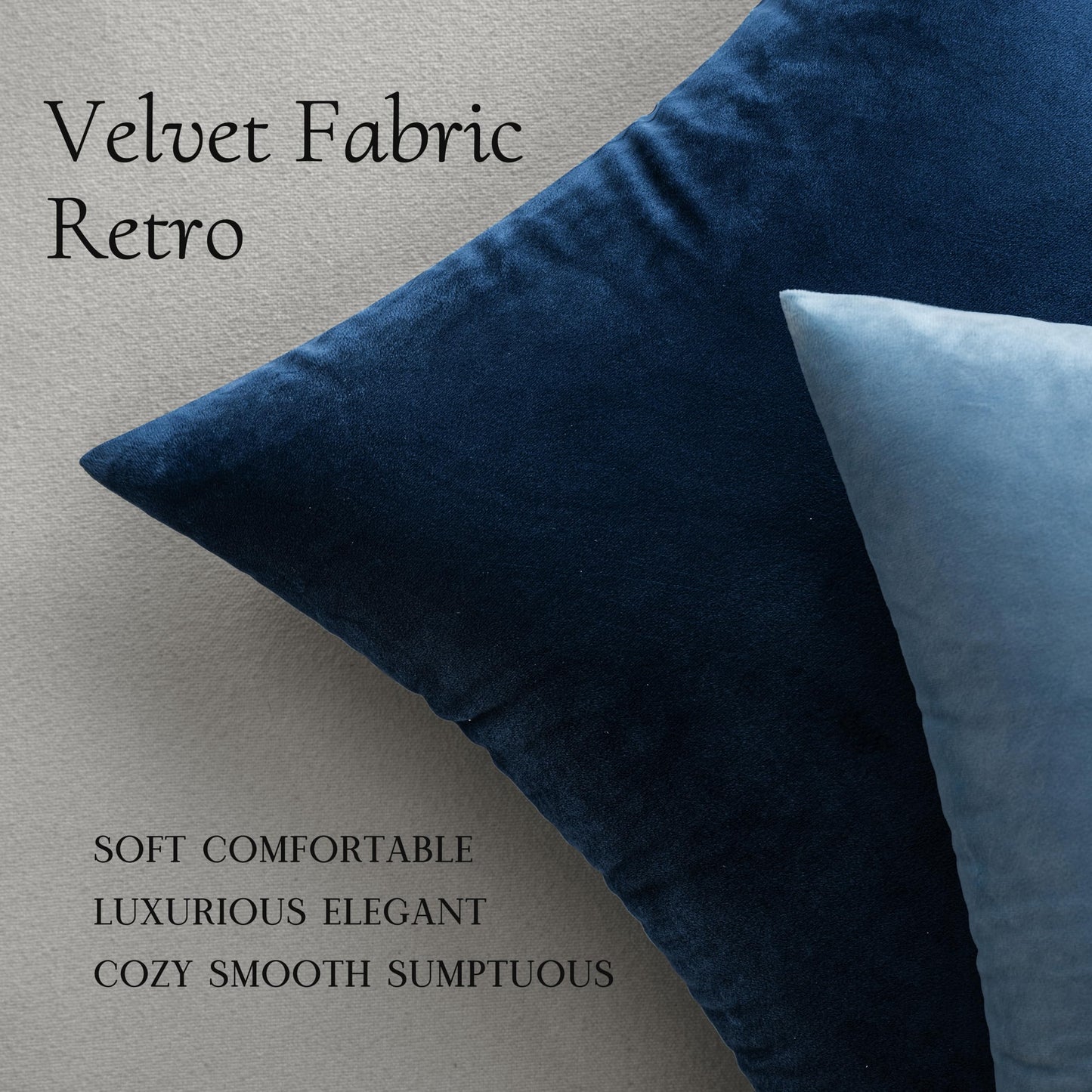 MIULEE 20x20 Inch Velvet Throw Pillow Covers, Pack of 2 - Dark Blue, Super Soft Decorative Square Cushion Cases Modern Luxury Home Decor for Sofa, Couch, Bed, Chair with Invisible Zipper