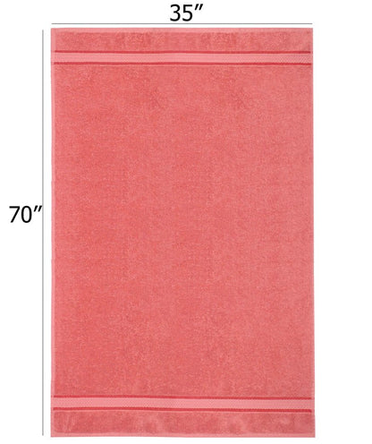 COTTON CRAFT Ultra Soft Bath Sheets - Set of 2 Oversized 35x70 Absorbent Quick Dry 100% Cotton Bath Towel Sheets - Everyday Luxury Hotel Spa Shower Beach Pool Easy Care Large Bathroom Towel - Coral