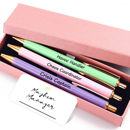 Lestp Fancy Pens Sets for Women Office Chaos Coordinator Gifts for Friends Boss Gifts for Women Cute Pen Set Coworker Daughter Motivational Gift Colleges Positive Encourage Graduation Gift