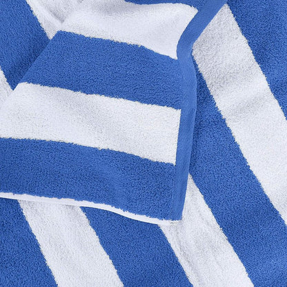 Oversized Cabana Beach Towels - Pack of 4 Cotton 30x60 Inches | Modern Striped Design in Blue