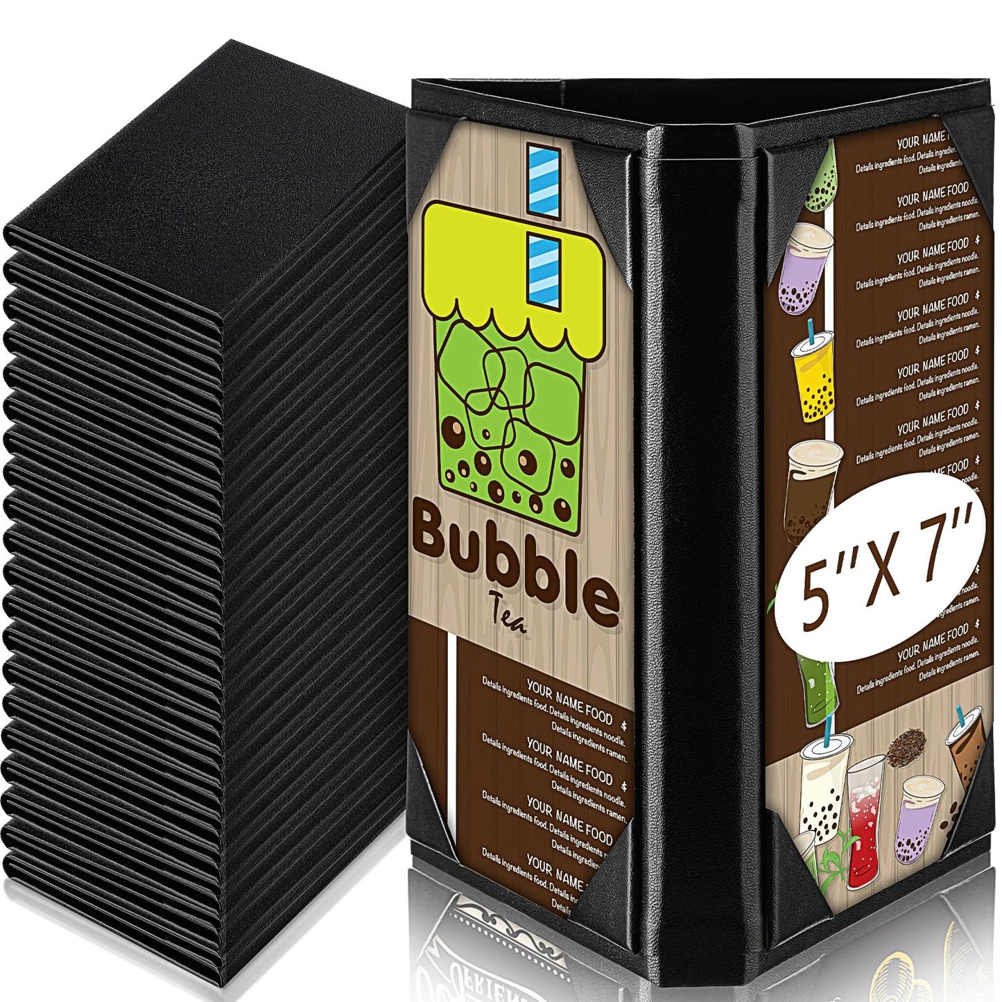 FoldTier 20 Pcs 5 x 7 Inch Triangle Menu Holders for Restaurant 3 Side Leatherette Table Tent Frame Menu Sign Cover Bulk for Restaurant Coffee Cafe Bar Wedding Drink Dessert
