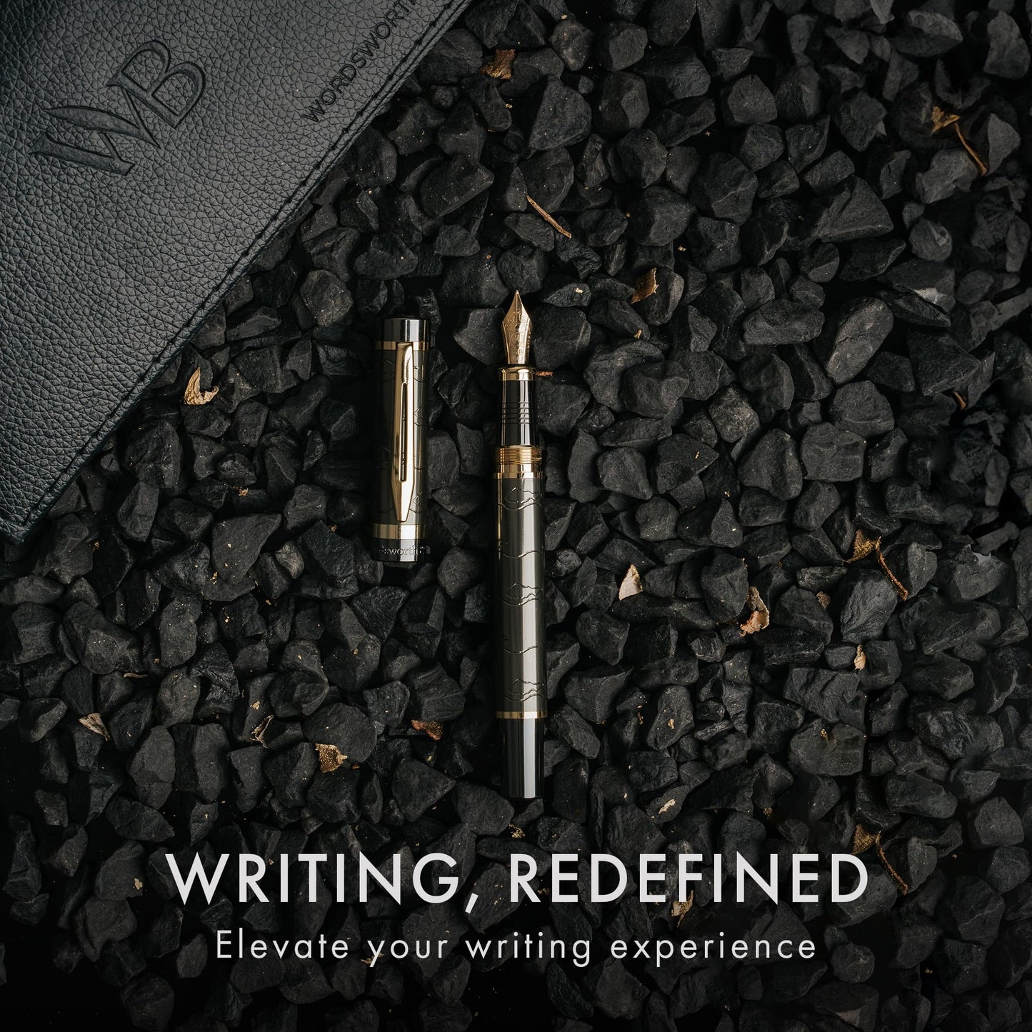 Wordsworth & Black Primori Fountain Pen Set [Gunmetal Gold]; Medium Nib, Gift Case, 24 Ink Cartridges, Refill Converter, Manual; Journaling, Calligraphy, Smooth Writing Pens; Left and Right Handed