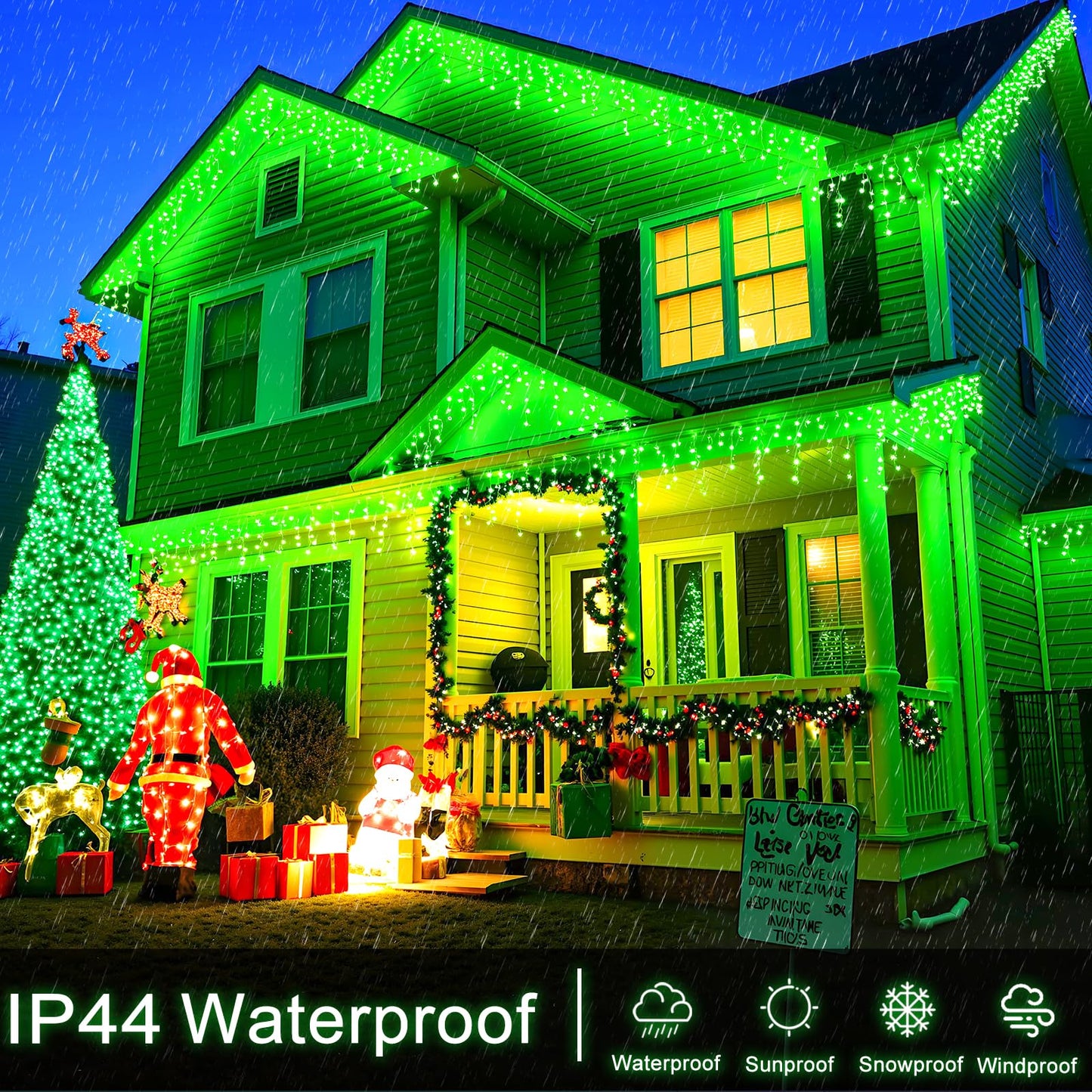 400 LED Icicle Christmas Lights Outdoor - 33FT Icicle Lights for Outside 8 Modes with 75 Drops, Plug in Waterproof Connectable Fairy String Lights for Indoor Holiday Party Christmas Decoration,Green