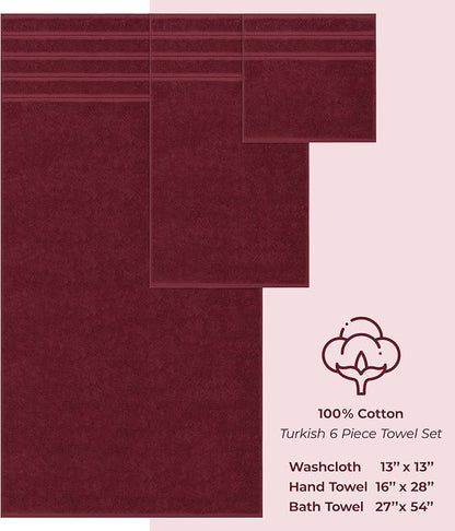 American Soft Linen Luxury 6 Piece Towel Set, 2 Bath Towels 2 Hand Towel 2