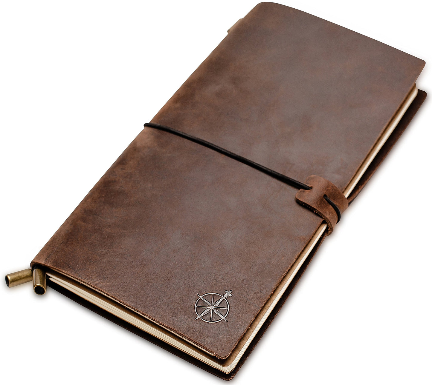 Wanderings Standard Size Travelers Notebook/Handcrafted Genuine Leather Journal - 4.75" x 8.5" (12 x 22cm) - Refillable Travel Journal - 100 GSM Blank Inserts