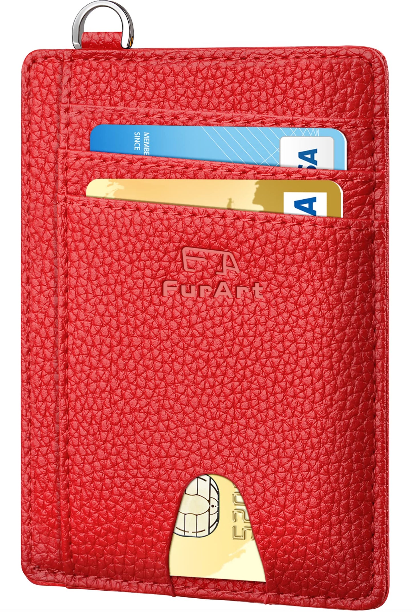 FurArt Slim Minimalist Wallet, Front Pocket Wallets, RFID Blocking, Credit Card Holder for Men-Cerise