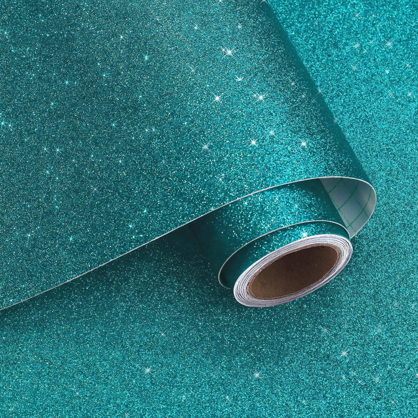 VaryPaper Teal Glitter Wallpaper Stick and Peel Decorative Glitter Contact Paper for Cabinets Craft Removable Self Adhesive Sparkle Teal Wall Paper for Girls Bedroom Accent Wall Covering 15.7''x78.7''