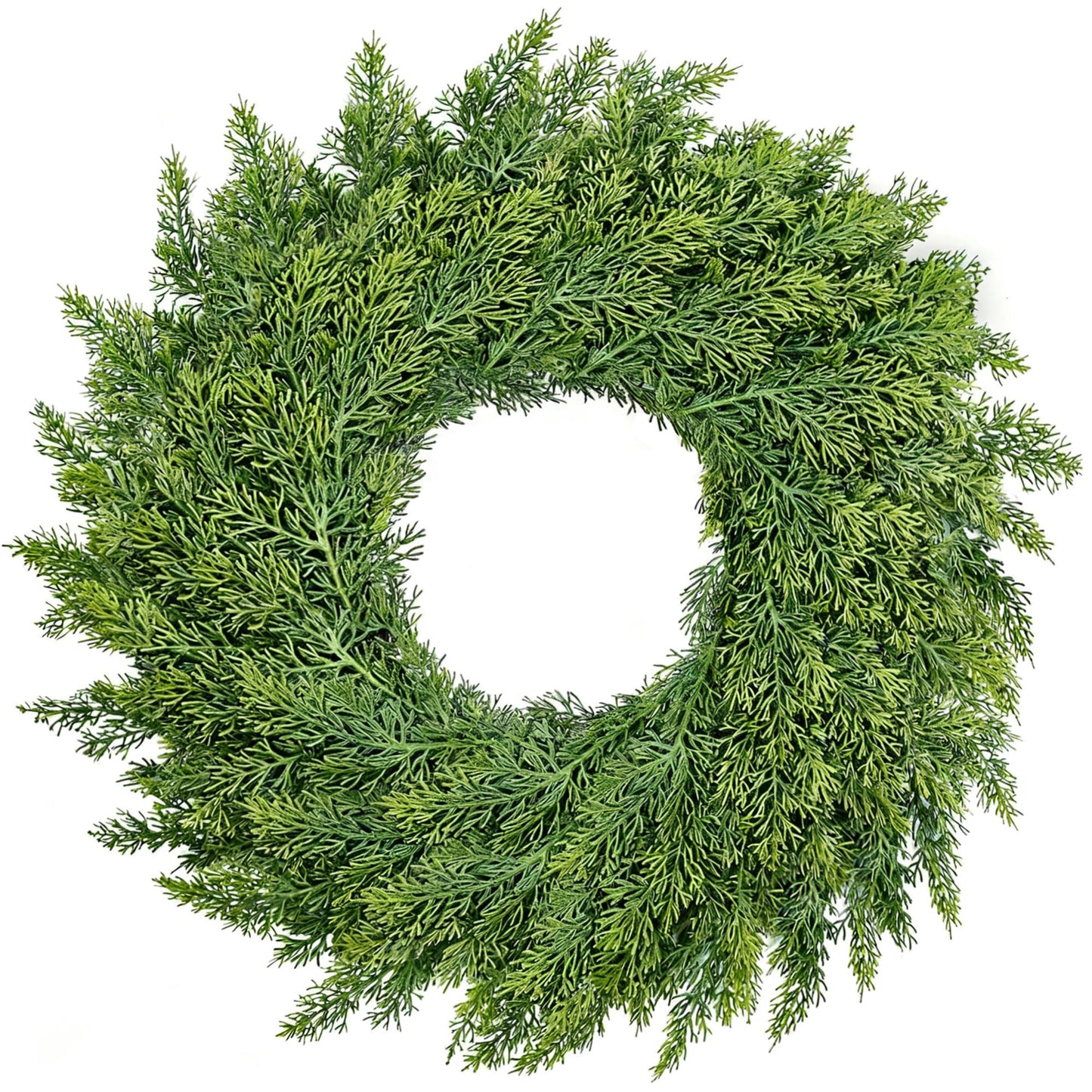 MEUIS Real Touch Cedar Wreath - 22 Inch Outdoor Traditional Artificial Greenery Wreath for Front Door Windows Indoor Weatherproof Holiday Decor