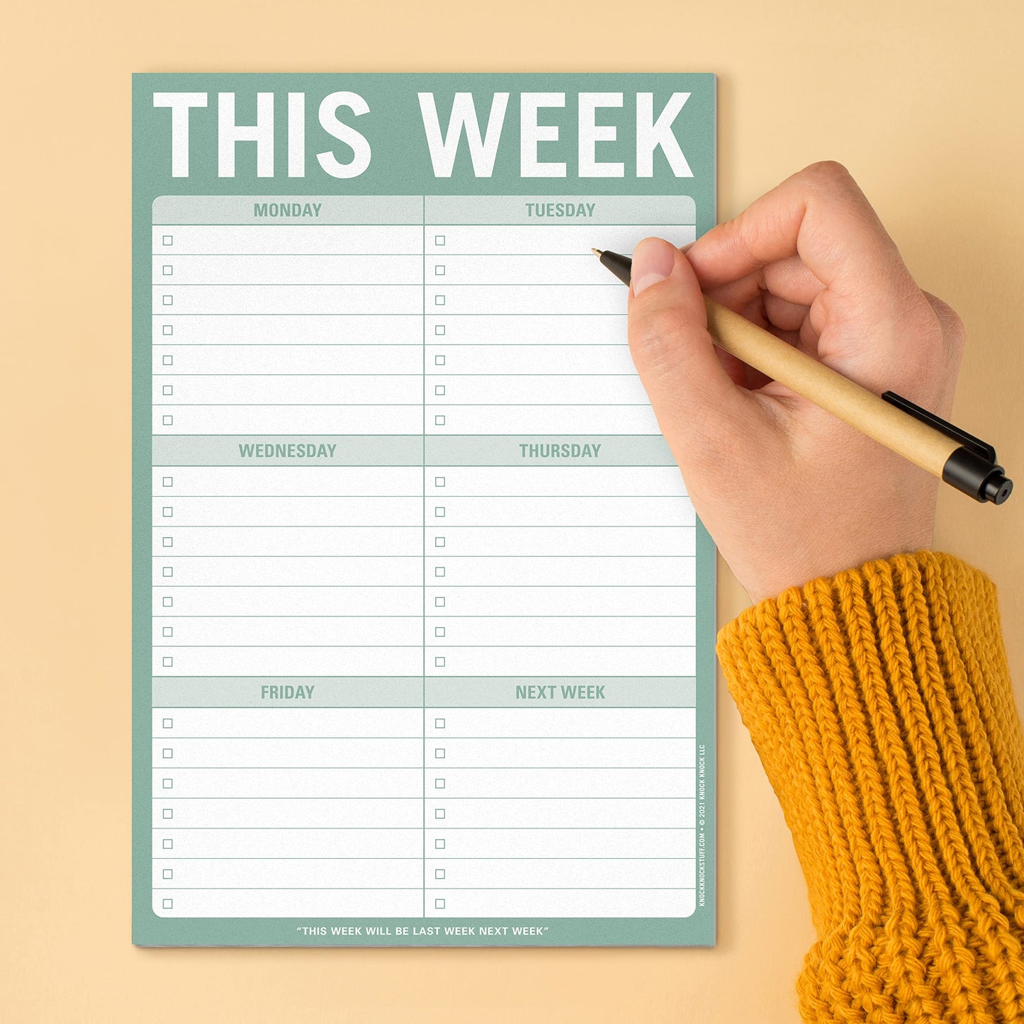 Knock Knock 1-Count This Week Pads, To Do List Notepads, 6 x 9-inches each (Sage Green)
