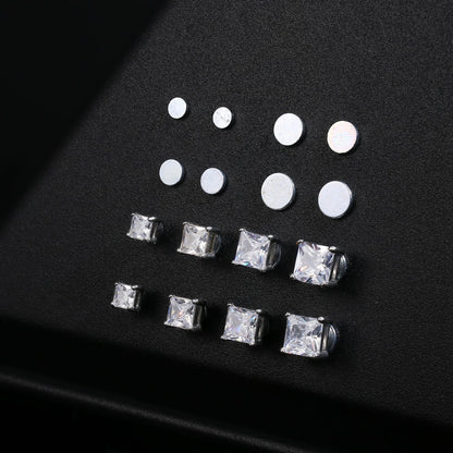 Yadoca 4 Pairs Stainless Steel Magnetic Stud Earrings for Men Women Non-Piercing Clip On Earrings Cubic Zirconia 4-7 mm