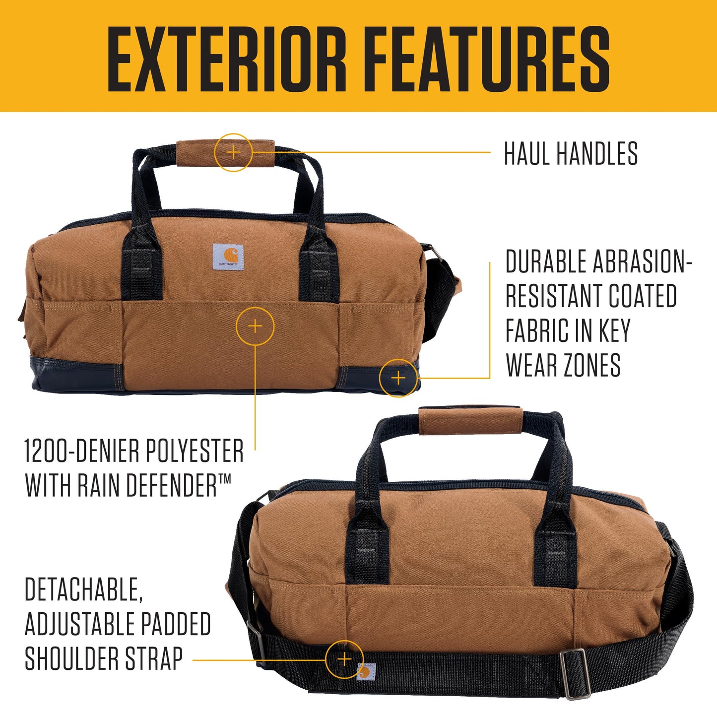 Carhartt Classic Duffels, Heavy-Duty Bag for Jobsite, Gym, & Travel, 35L, Carhartt Brown