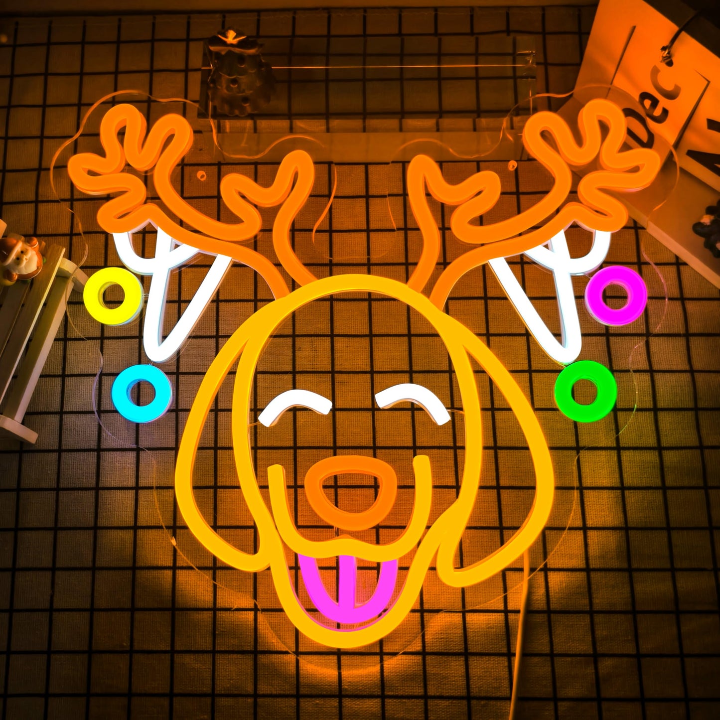 Christmas Elk Neon Sign for Wall Decor Dimmable Christmas Neon Light Dog Led Night Led christmas Sign for Xmas Party Gifts