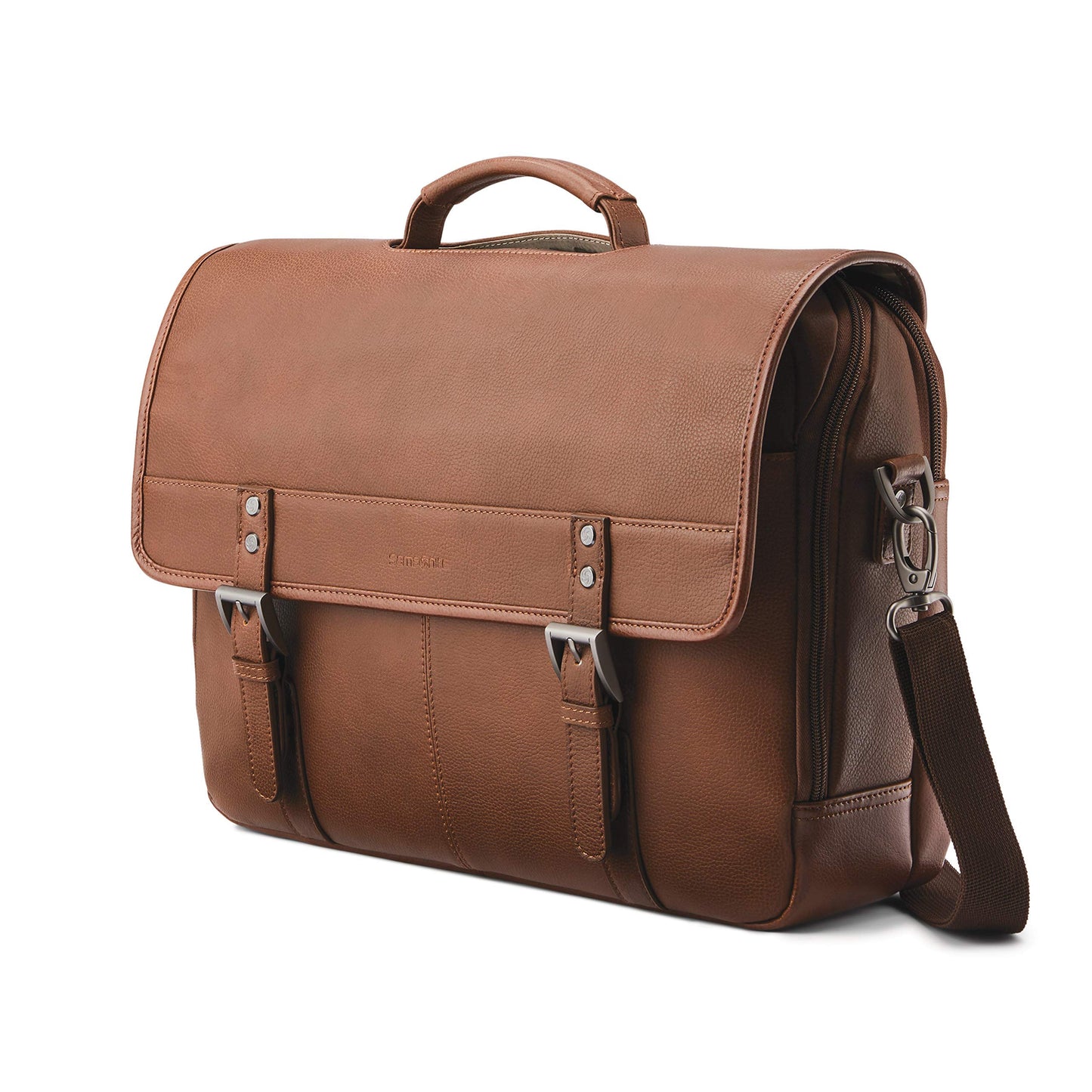 Samsonite Classic Leather Flapover, Cognac , One Size