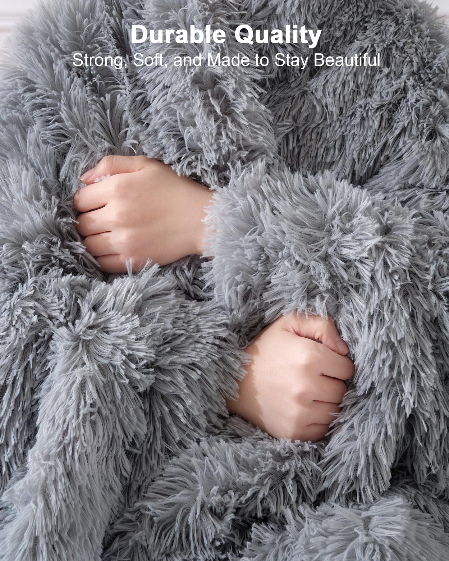 UINIU Super Soft Fluffy Faux Fur Throw Blanket for Couch, Fuzzy Sherpa Fleece Cozy Warm Gifts for Women, Room Decor Christmas Plush Thick Throw for Men, Minky Teen Gifts Winter Bedding, 50" x 60"
