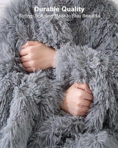 UINIU Super Soft Fluffy Faux Fur Throw Blanket for Couch, Fuzzy Sherpa Fleece Cozy Warm Gifts for Women, Room Decor Christmas Plush Thick Throw for Men, Minky Teen Gifts Winter Bedding, 50" x 60"