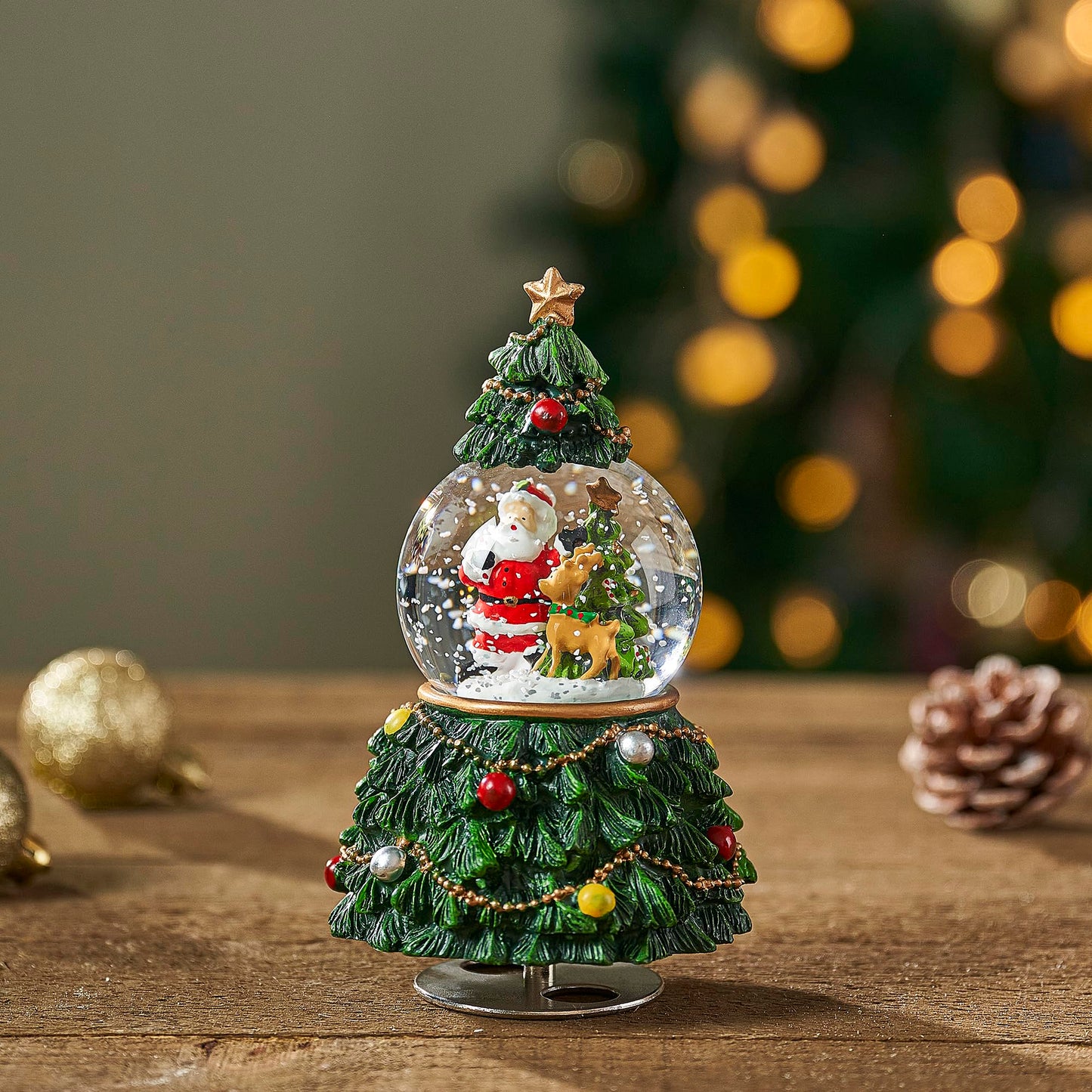 LOVE FOR YOU Gift Wrapped Christmas Tree Snow Globe Music Box Santa Claus Reindeer Festival Xmas Indoor Home Decoration Ornament Holiday Party Gifts