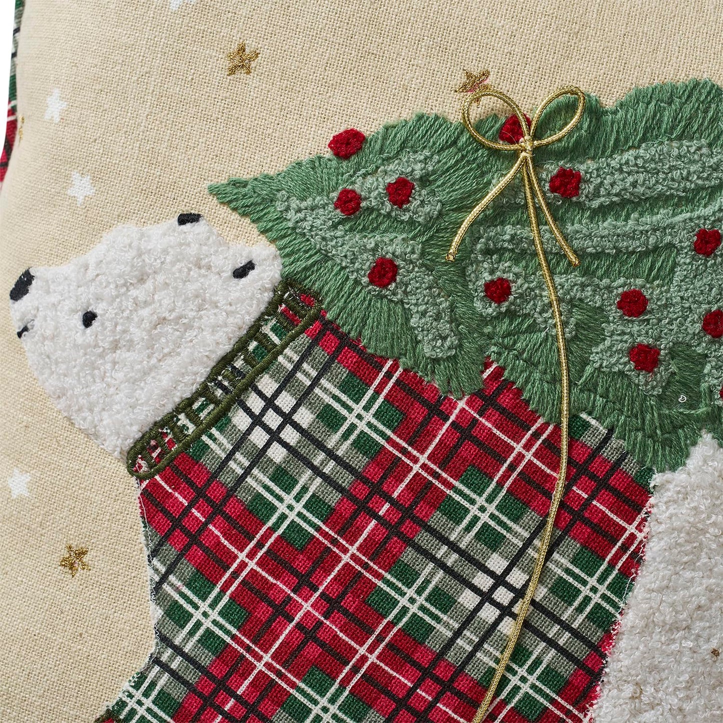 Hallmark - Decorative Throw Pillow for Couch or Bed, Holiday Home Décor, 18" x 18", (Polar Bear, Beige)