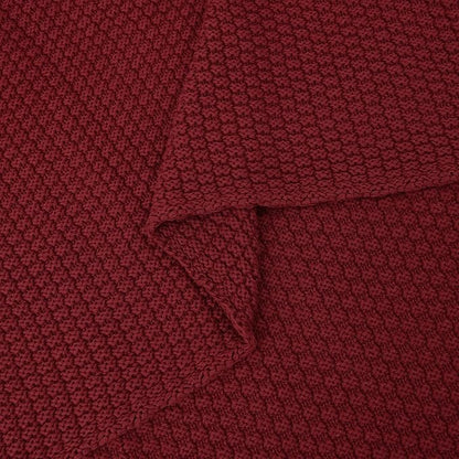 Longhui bedding Wine Red Knitted Throw Blanket for Couch, Cozy Machine Washable 100% Cotton Sofa Knit Bed Blankets, Heavy 4.0lb Weight, 60 x 80 Inches, Laundry Bag Included, Burgundy Color.