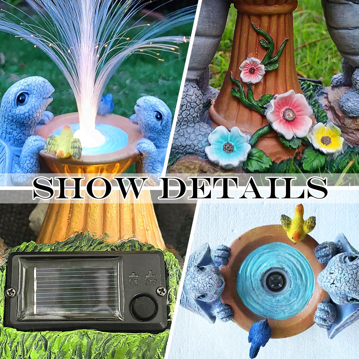 RCTTICUU Solar Turtle Garden Statues with LED Lights, Resin Turtles Figurine Outdoor Decorations Colour Changing Optical Fiber Solar Light, Outside Art Decor for Lawn,Yard, Unique Housewarming Gifts