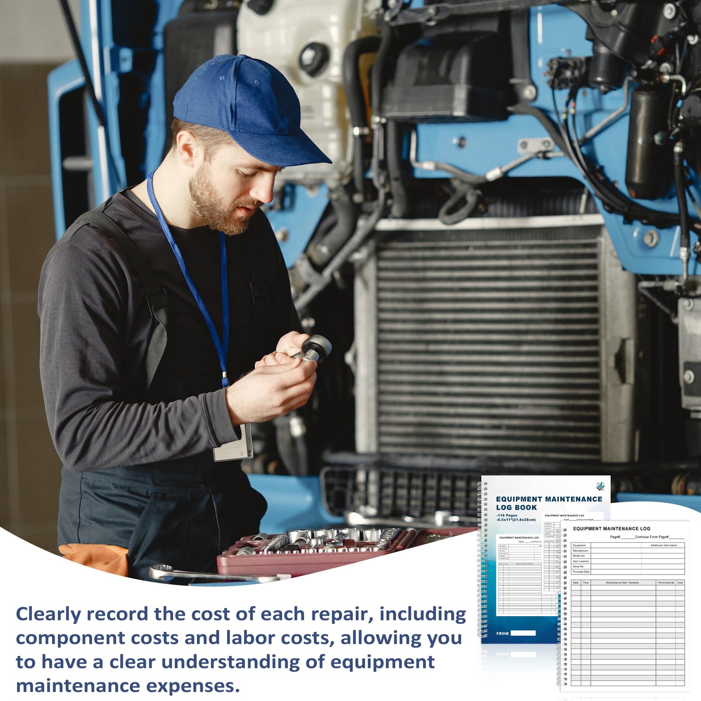 LKTHSEEK Equipment Maintenance Log Book 8.5 x 11 Inch 110 Pages Maintenance Record Notebook Tracking Repairs and Service Spiral Bound For Equipment Inspection and Maintenance