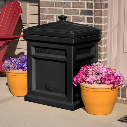 Step2 Express Package Delivery Box, Weather Resistant, Large Outdoor Parcel Storage, Made of Durable Plastic, No Installation, Secures Packages, Black