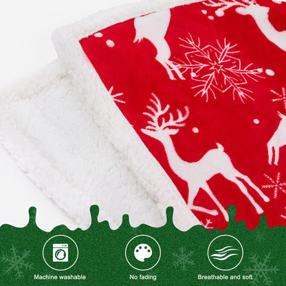 NORD ECO Christmas Throw Blanket, Christmas Decorations Gifts for Women, Sherpa Flannel Fleece Winter Holiday Blanket, Fluffy Cozy Soft Christams Throws for Couch Sofa Bed, Reindeer Stars, 50" X 60"