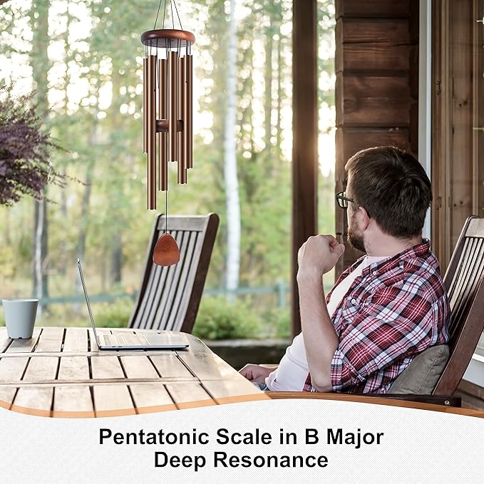 Large Aluminium Wind Chimes 37" Inches to Create a Zen Atmosphere Suitable for Outdoor, Garden, Patio Decoration Wind Chimes with Wind Catcher Suitable as A Gift for Unisex(2 Pack Coffe)