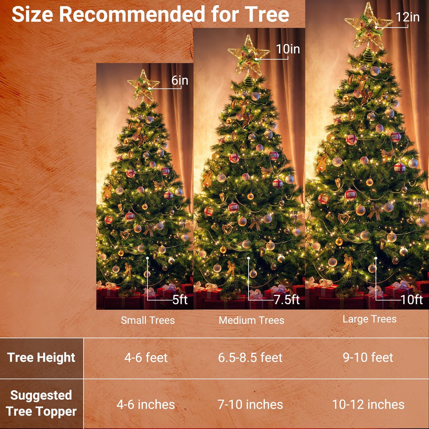 Brizled Christmas Tree Star, 10'' Rattan Christmas Tree Topper with 30 LED Lights, Battery Powered Xmas Treetop with Red Berries & Pine Cones, Xmas Tree Top Ornament for Christmas Tree Home Decor