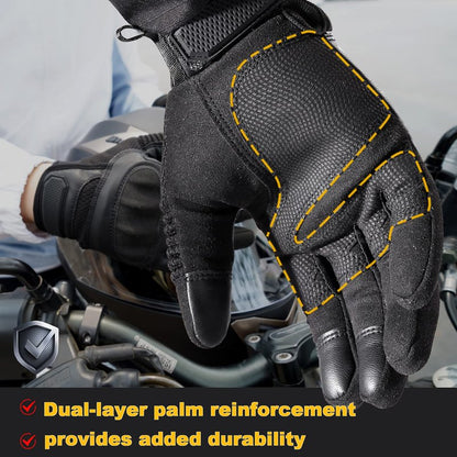 AXBXCX Touchscreen Full Finger Gloves for Men, Padded Outdoor Gloves Black Large
