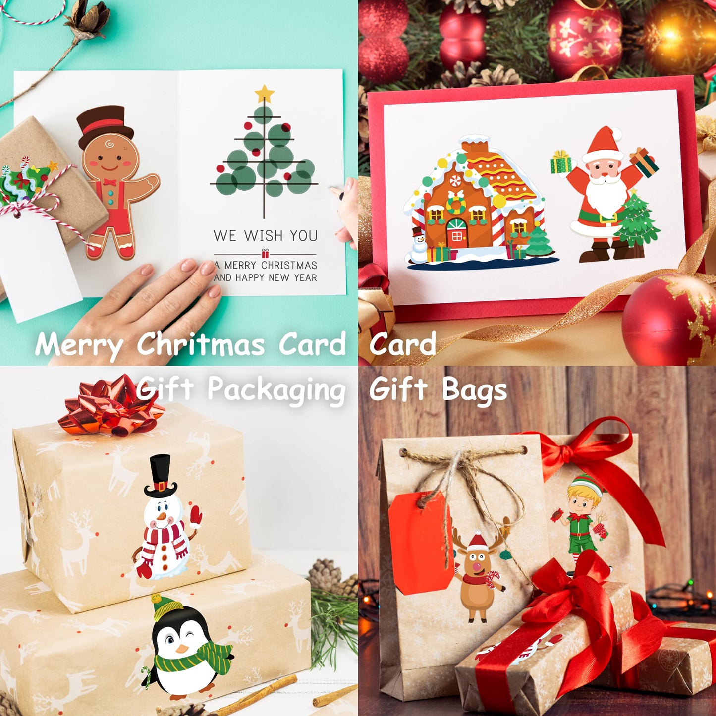 LINAYE 48 Sheets Christmas Stickers Crafts for Kids Toddlers, 8 Styles Make Your Own Stickers Goodie Treat Bag Stuffers Christmas Game Activities for Kids Toddlers Party Favors