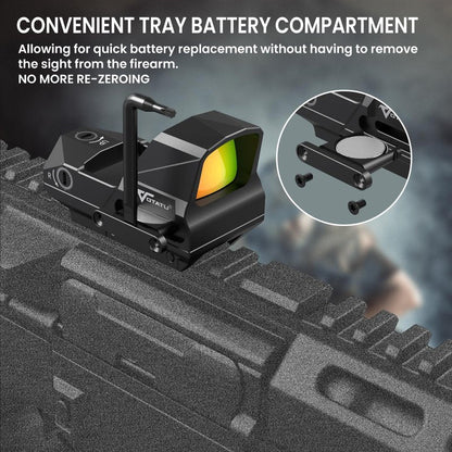 VOTATU RMD502-ER Red Dot Sight Shake Awake Reflex Sight 2 MOA Dot 68 MOA Circle 1x30mm Red Dot Scope with Picatinny Mount