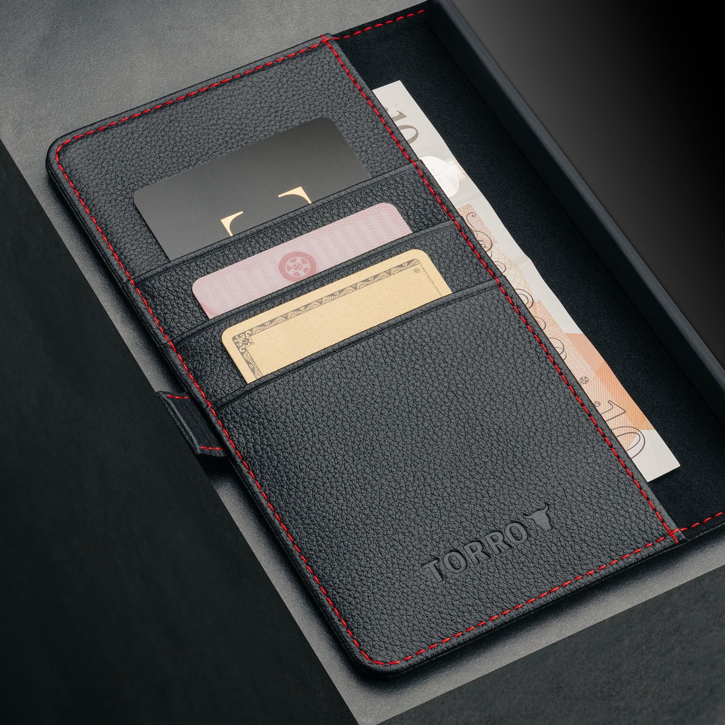 TORRO Premium Leather Case Compatible with Samsung Galaxy S25 Ultra 5G (6.9”) 2025 – Genuine Leather Wallet Flip Folio Case with Kickstand and Card Slots (Black)