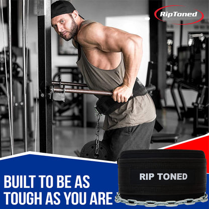 Rip Toned Dip Belt – Weight Lifting Belt with 36" Steel Chain for Dips, Chin Ups & Pullups Heavy Duty | Comfortable Fit | Supports Progressive Overload for Strength & Muscle Gains