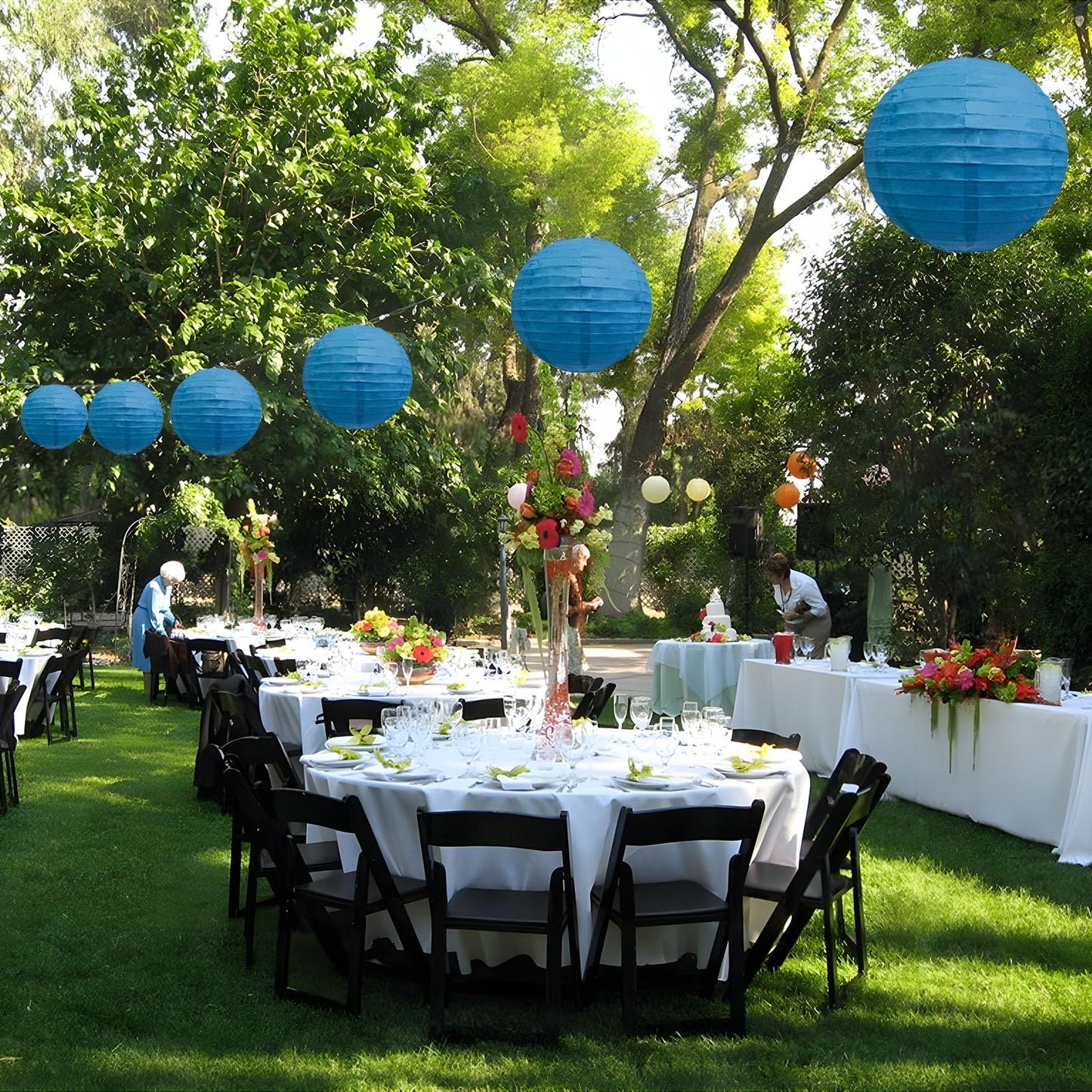 20Pcs Royal Blue Paper Lanterns for Parties, 6” 8” 10” 12” Chinese Asian Hanging Round Paper Lanterns for Birthday Wedding Halloween Christmas Home Decor Party Decor