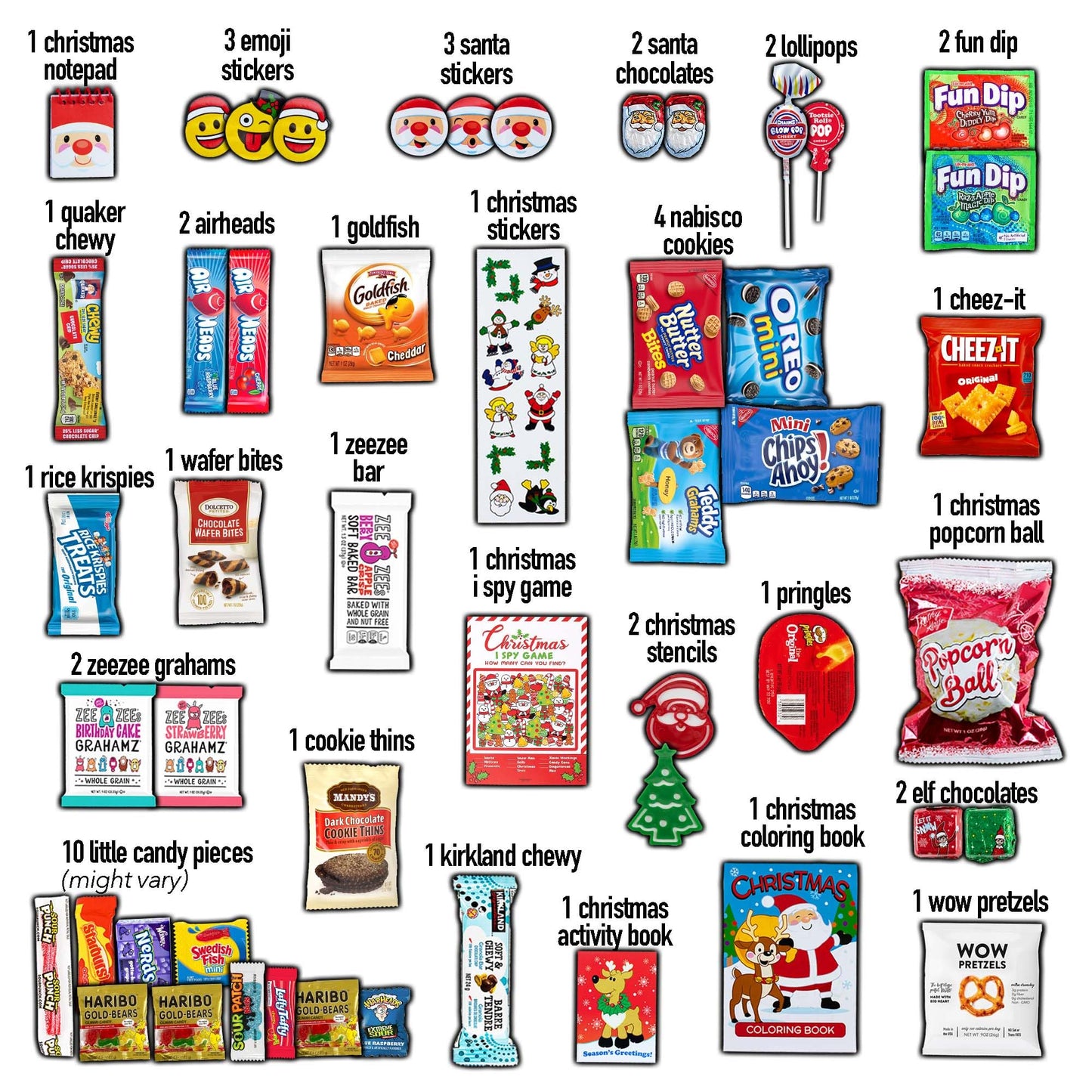 Christmas Care Package (50 Count) Candy Snacks Cookies Bars Chips Holiday Stocking Stuffer Variety Gift Box Pack Assortment Basket Bundle Mix Santa Treats College Students Office Kids Boys Girls