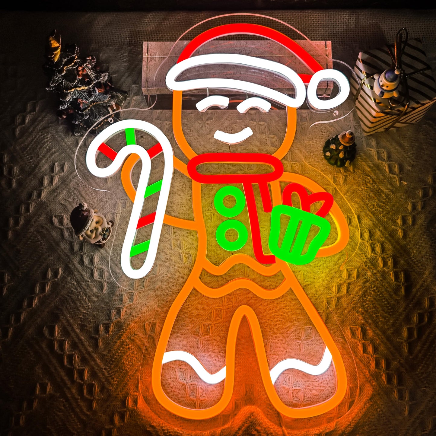 Gingerbread Man Neon Sign Dimmable Christmas Neon Light For Wall Room Decor Christmas Led Sign For Bedroom Living Room Home christmas Decor Gift Party Decorations