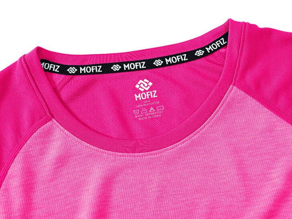 MoFiz Lady's Short Sleeve Sports Top Shirts UPF 50+ Sun Protection Lightweight Athletic Gym Workout T-Shirts for Women Rose Red L