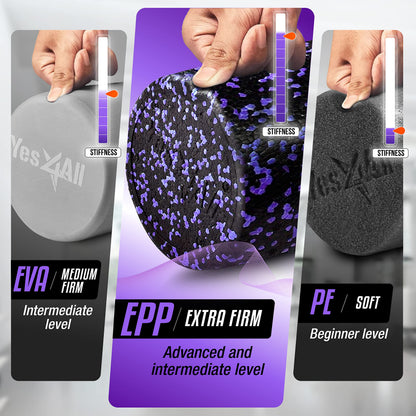 Yes4All High-Density EPP Round Back Roller Foam, Exercise Foam Roller for Yoga, Pilates & Stretching - 12, 18, 24, 36 inch