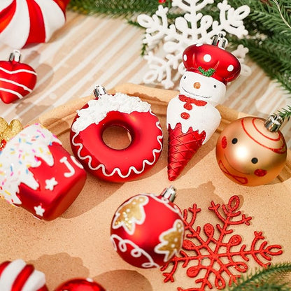 SHareconn 86pcs Christmas Tree Balls Ornaments, Shatterproof Plastic Decorative Baubles for Christmas Tree Decorations, Holiday Wedding Party Decoration, Festive Ornaments, Red White