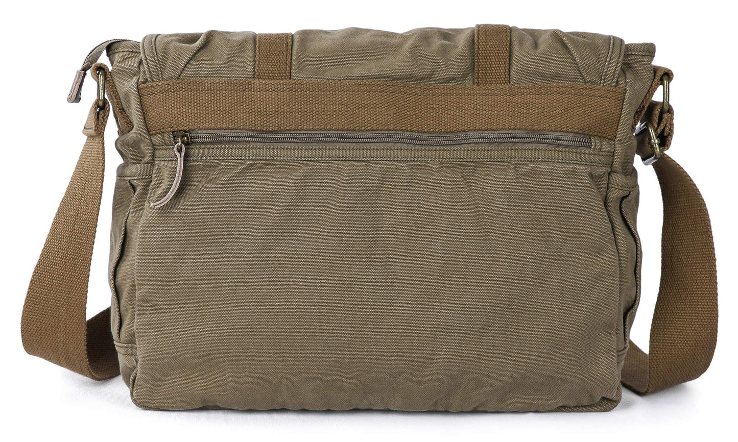 GOOTIUM Canvas Messenger Bag - Vintage Shoulder Bag Frayed Style Boho Purse, Field Tan