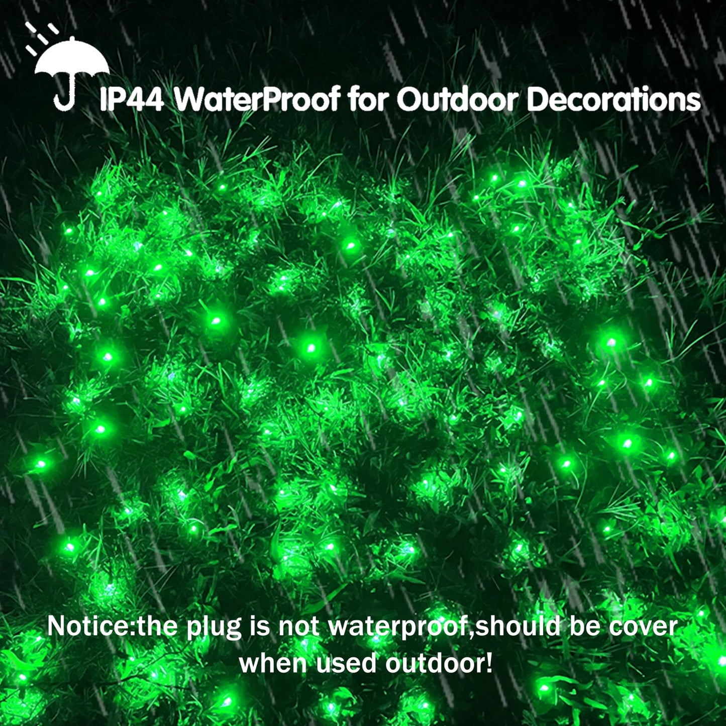 HISHINY Christmas Net Lights Outdoor, 5ftx5ft 100LED Green Wire, Connectable Bush Mesh Net Lights String for Christmas,St. Patrick's Day Party,Shrub,Yard,Tree (Green)