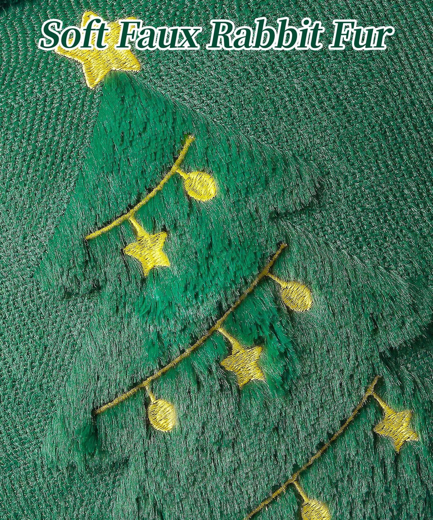SEGXCFL Christmas Pillow Covers Set of 2 Soft Plush Faux Fur Pillow Cases 3D Embroidered Decorative Couch Cover Home Decor Christmas Throw Pillow Covers 18x18,Green Christmas Tree